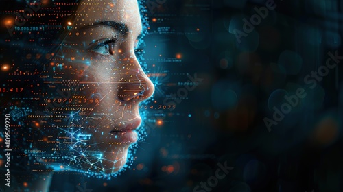 Futuristic high-definition digital fusion, clever integration of artificial intelligence, machine learning, and big data elements in a high-tech style, science, artificial intelligence technology, inn