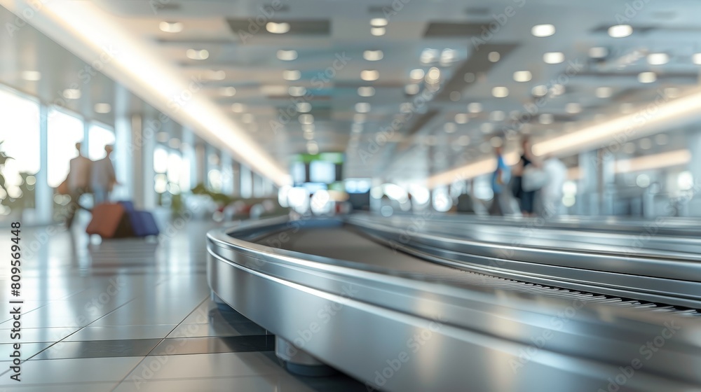 Fototapeta premium The image shows a luggage carousel at an airport.