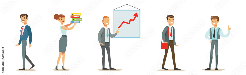 Business Man and Woman Worker and Staff Perform Office Duty Vector Set Business Man and Woman Worker and Staff Perform Office Duty Vector Set