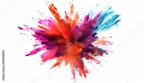  Colorful powder explosion isolated on white background, colorful explosion of powder in the air, explosion of colors in the style of colorful powder splash, 3d rendering at 20k re