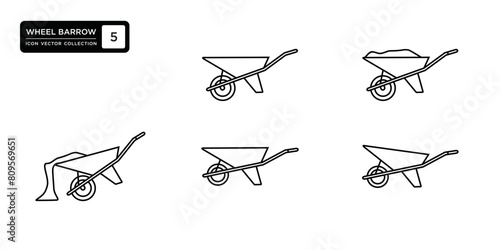 Wheel barrow icon collection, vector icon templates editable and resizable.