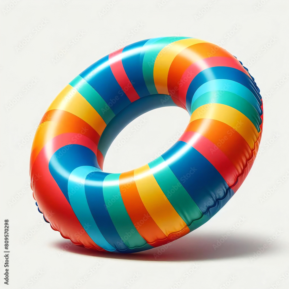 Obraz premium 背景白のレインボー浮き輪