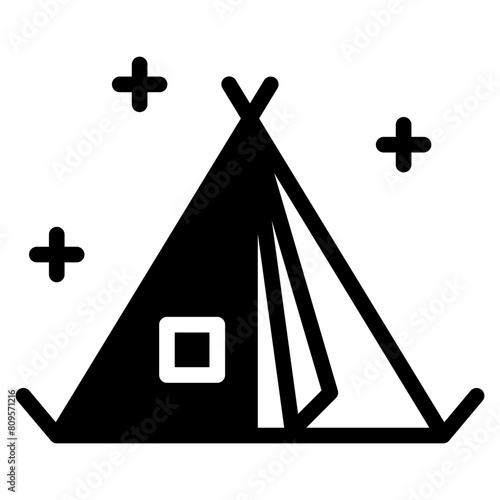 Camping tent at outdoor camp icon for apps and websites