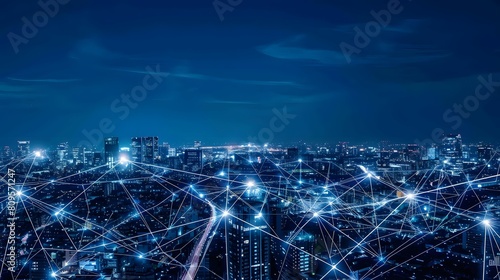 5G wireless network, high speed internet, cloud computing or connect diagram technology, Data storage, service, synchronize, online, financial, Connectivity global, smart city