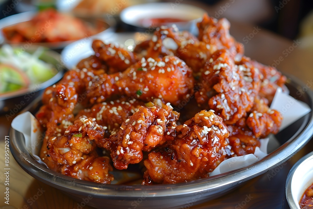 A Platter of Tangy Korean Citrus Glazed Fried Chicken A Platter of Tangy Korean Citrus Glazed Fried Chicken