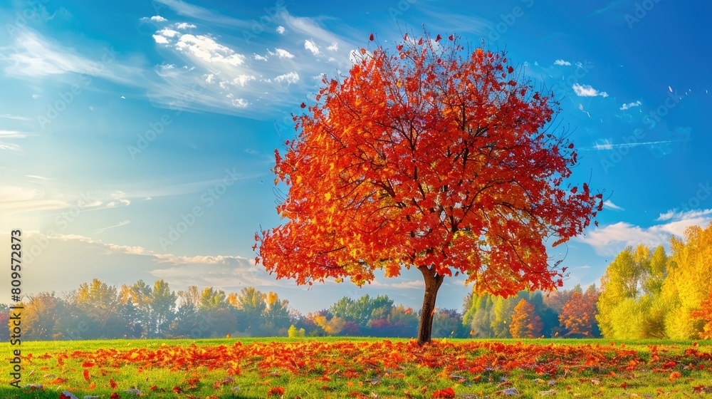 Tree displaying vibrant autumn colors Tree displaying vibrant autumn colors