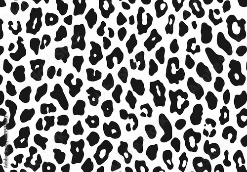  leopard print pattern  seamless black and white vector illustration  flat design  digital art  high resolution  no background noise  no shadows  no texture details  no color