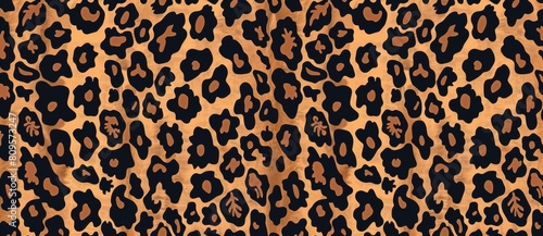  leopard print pattern background  seamless repeating texture  flat vector illustration  brown and black