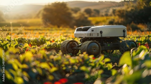 Agricultural Technology Weed Killer Robot imagines AI-powered robots revolutionizing agriculture by using artificial intelligence and automation for innovation in agricultural technology. photo