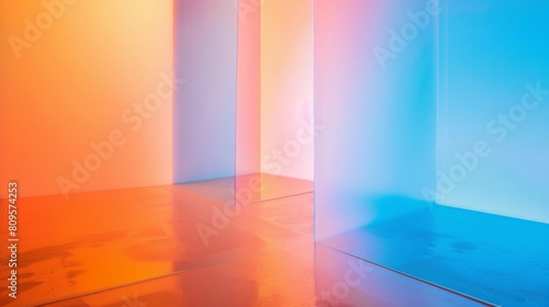 HD Virtual Background with Gradient Frosted Glass Effect in Bright Blue  Orange  and White