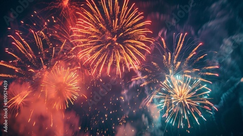 spectacular fireworks display over a summer festival