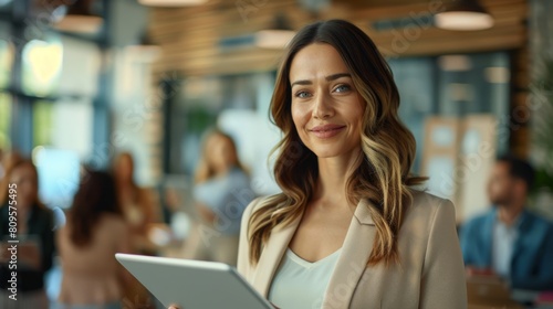 Confident Woman Holding Tablet