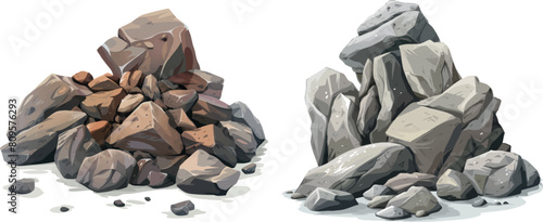 Mountain rock. Stones pile boulder gravel, rubble construction