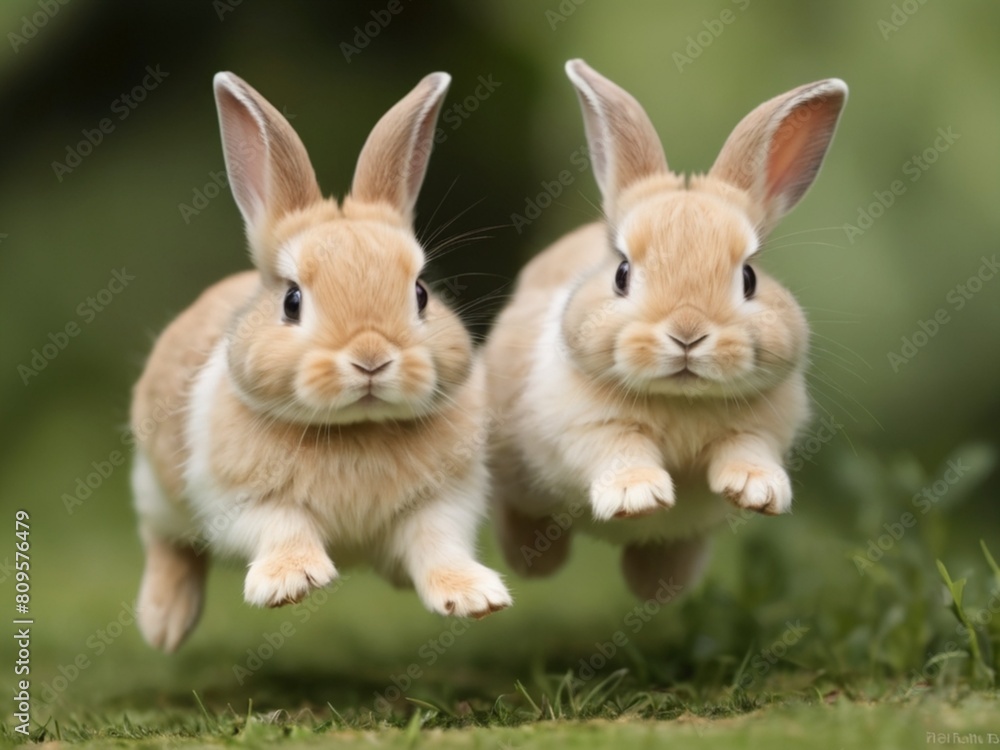 two rabbits in a field two rabbits in a field