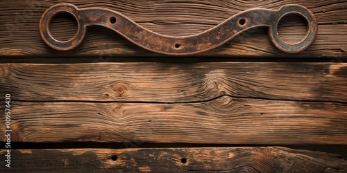 Vintage rusted scissor placed on dark aged wood planks, giving an old-fashioned look