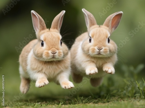 two rabbits in a field © Rahman