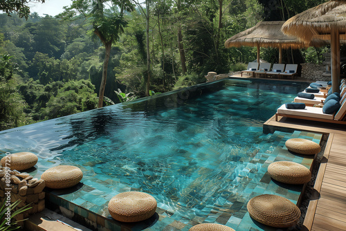 Infinity pool in jungle of Bali.