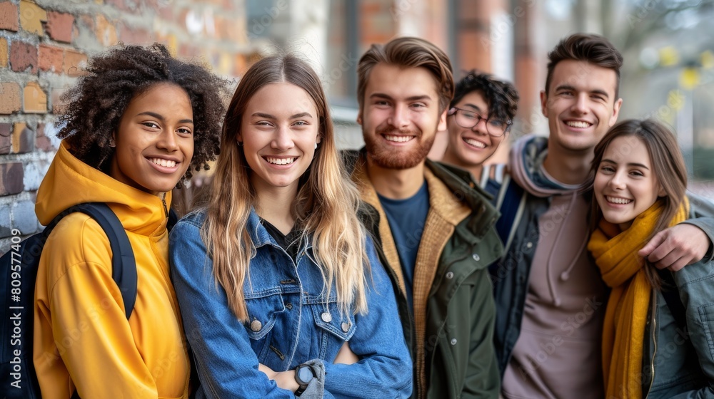 A group of young people are smiling and posing for a picture