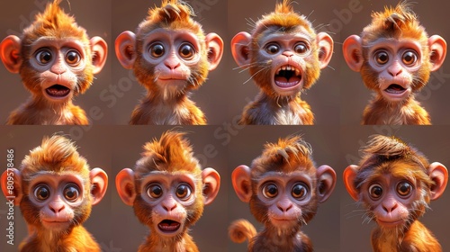 A collection of curious little monkey expressions modern assets