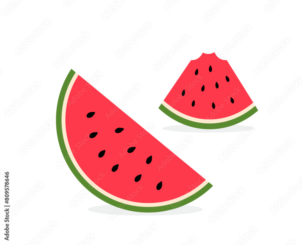 Watermelon half and sliced on white background. Fresh and juicy watermelons. cut and chopped fruit. Vector illustration Watermelon half and sliced on white background. Fresh and juicy watermelons. cut and chopped fruit. Vector illustration