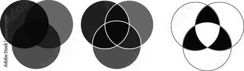 Venn diagram line circles chart infographic. Vector icon on line style. intersecting icon.