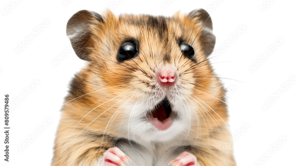 A cute hamster with a surprised expression on its face is looking at the camera.transparent background. A cute hamster with a surprised expression on its face is looking at the camera.transparent background.