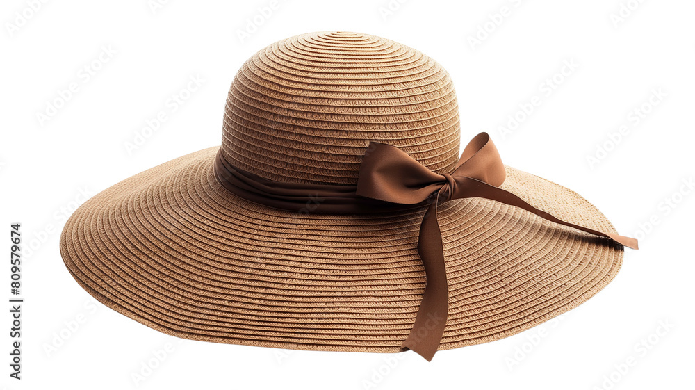 A beautifully crafted straw sun hat with a stylish brown ribbon, isolated on a black background. Perfect for fashion and accessory themes.transparent background. A beautifully crafted straw sun hat with a stylish brown ribbon, isolated on a black background. Perfect for fashion and accessory themes.transparent background.