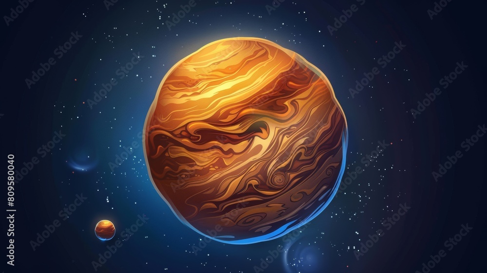 3D modern illustration of Jupiter. Spherical brown planet with illuminated surface and relief. 3D modern illustration of Jupiter. Spherical brown planet with illuminated surface and relief.