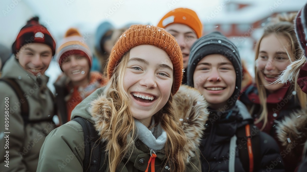 A group of people are smiling and laughing together A group of people are smiling and laughing together