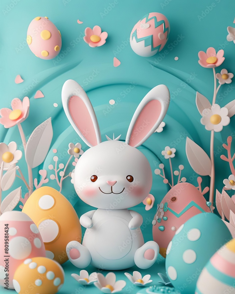 Obraz premium Celebrate with our cute and cuddly Easter bunny. He's the perfect addition to any Easter celebration.