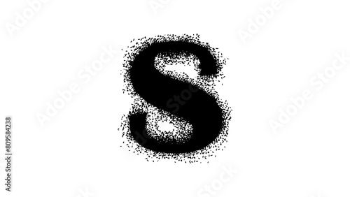 letter S with Spray Paint Drips, black isolated silhouette