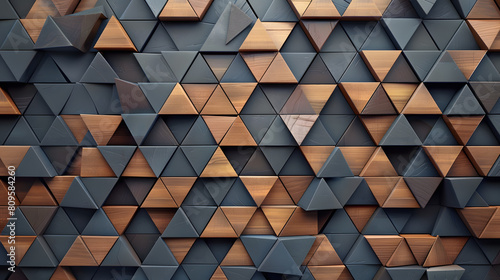 Fototapeta Naklejka Na Ścianę i Meble -  Abstract triangle background. Abstract parquet backdrop with connected triangle geometric texture and 3D wood background. Architecture and interior decoration concept.