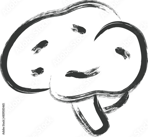 医療関連の筆書き単品イラスト　脳