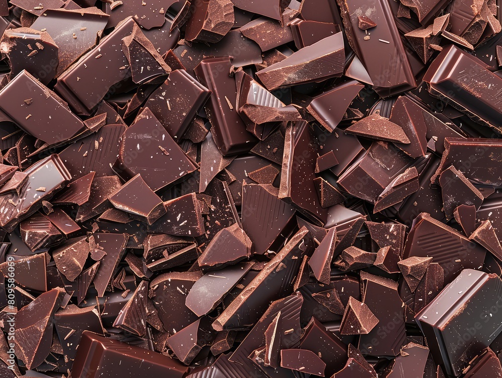 Broken Chocolate Bars Texture Background, Broken Chocolate Mix Top View, Many Chocolate Pieces Broken Chocolate Bars Texture Background, Broken Chocolate Mix Top View, Many Chocolate Pieces