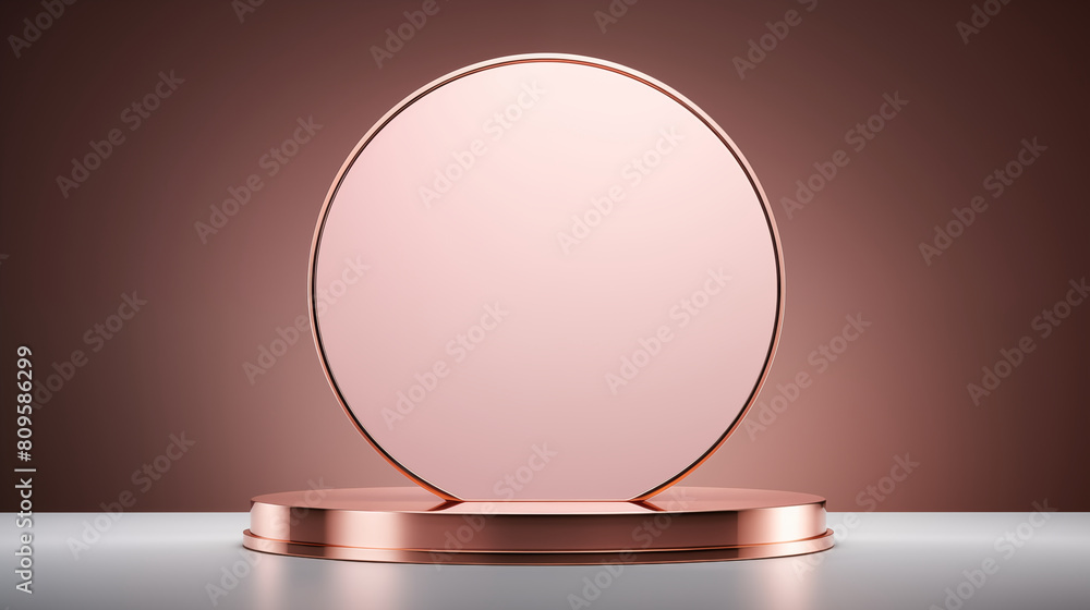 Circle elegant rose gold podium presentation product, photo shot Circle elegant rose gold podium presentation product, photo shot