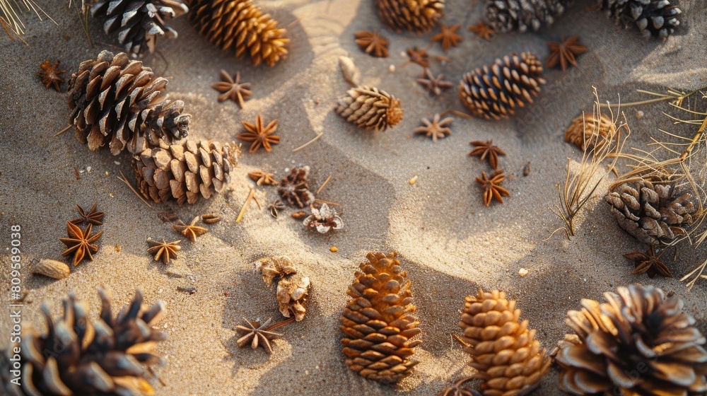 Natural Background with Cones and Sand Copy Space Abstract Toned Filter Natural Background with Cones and Sand Copy Space Abstract Toned Filter