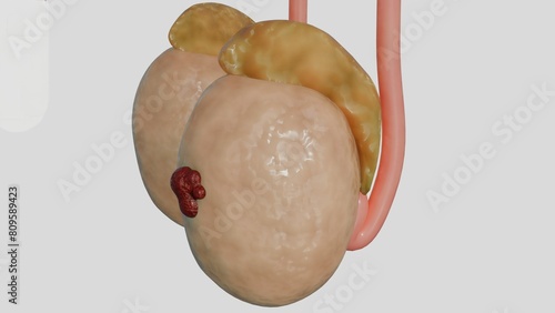 3D Rendering of Testicular cancer happens when cells in the testicle grow to form a tumor photo