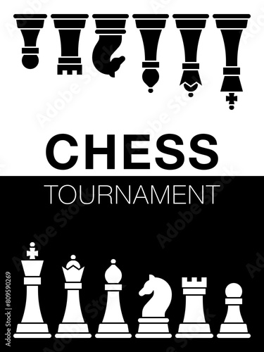 A poster for a chess tournament. It features a black and white chessboard in the background © lukpedclub
