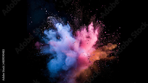 Abstract dust explosion  abstract pink powder splash on white background