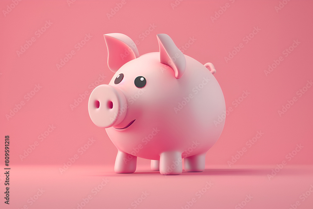Cute piggy bank on pink background with space for text Cute piggy bank on pink background with space for text