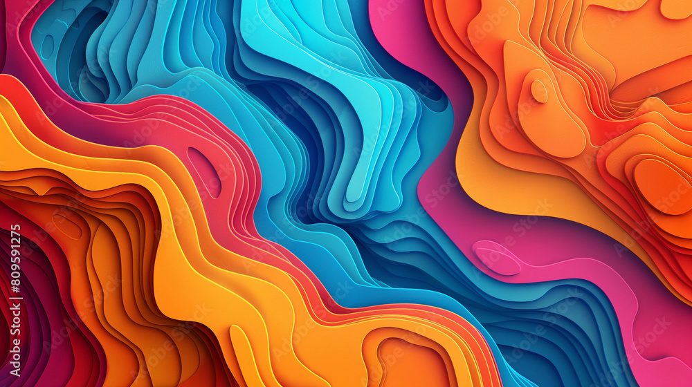 Vivid Swirls of Color in Seamless Wave Pattern for Background