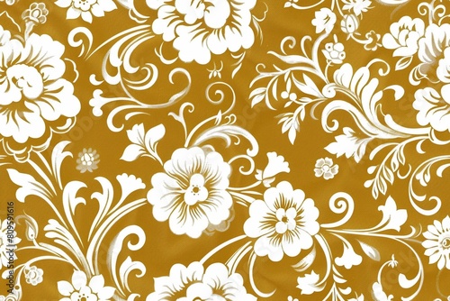 Seamless pattern with gold and white