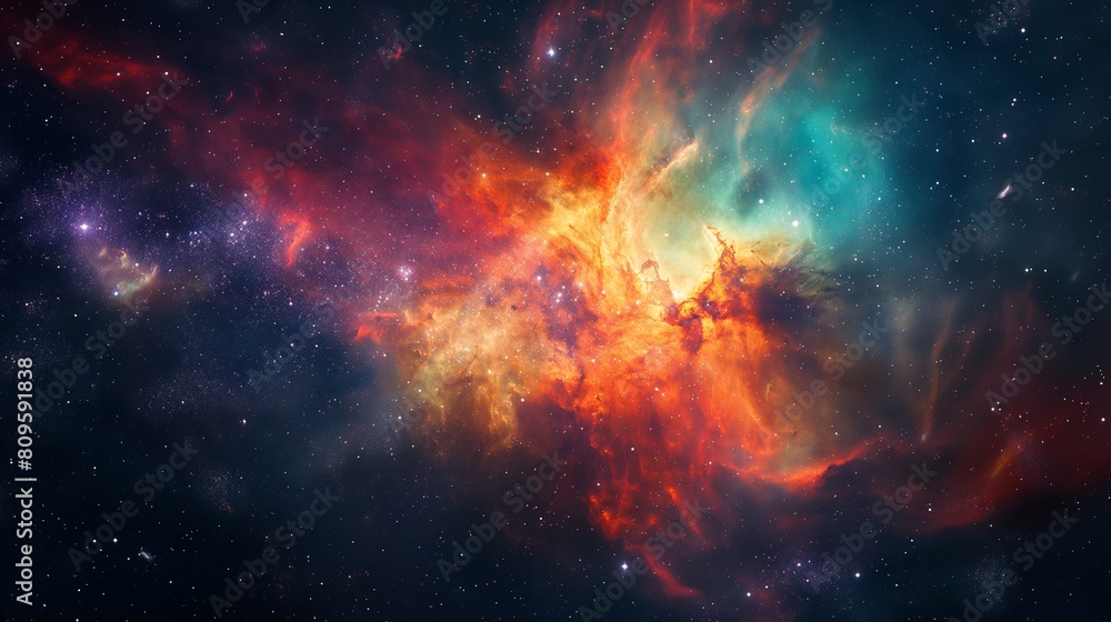 Fototapeta premium Cosmic Nebula with Vibrant Colors in Space