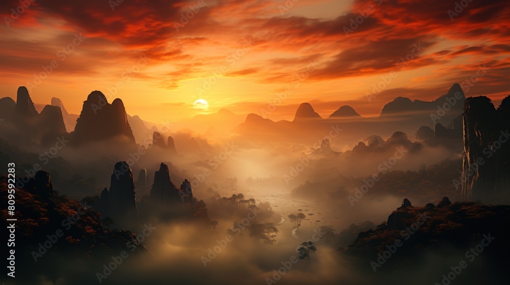 Fototapeta premium sunrise over the mountains