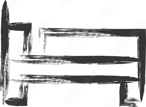 医療関連の筆書き単品イラスト　ベッド