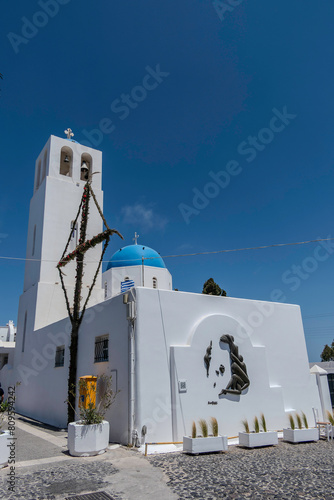 Santorini, Greece, May 3, 2024. Orthodox Church of Saint Gerasimos in Firostefani photo