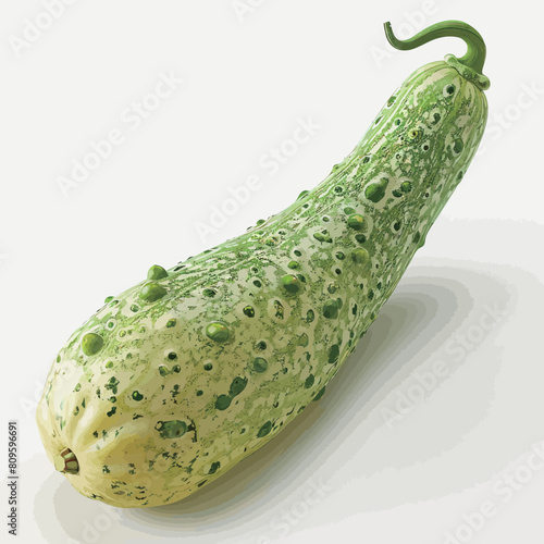 a green cucumber with drops of water on its skin.