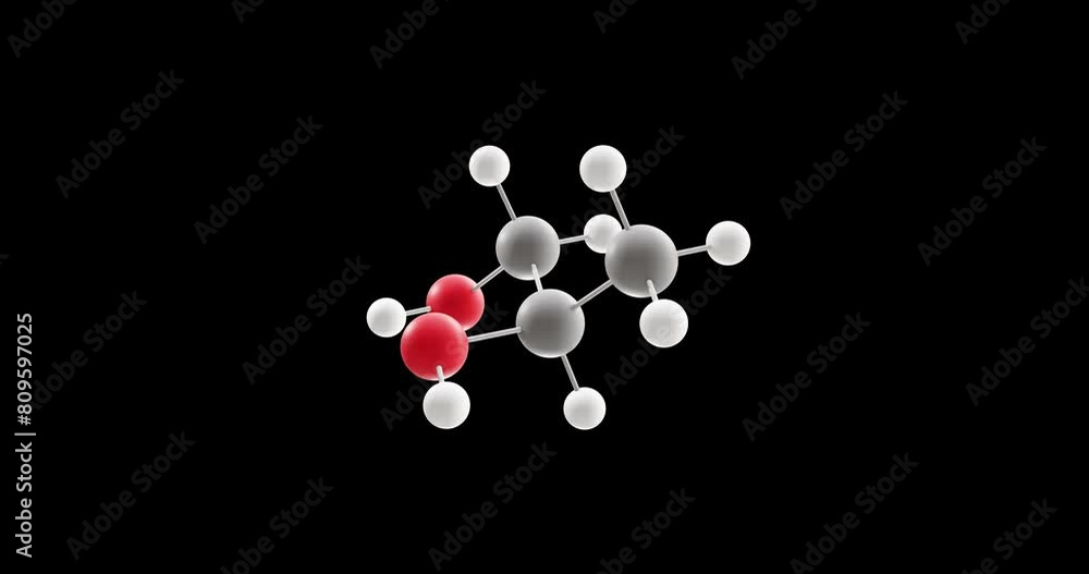 Propylene glycol molecule, rotating 3D model of e1520, looped video on a black background Propylene glycol molecule, rotating 3D model of e1520, looped video on a black background