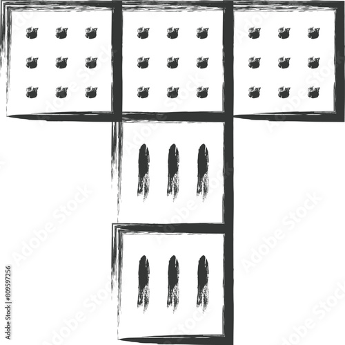 駅関連の筆書き単品イラスト　点字ブロック