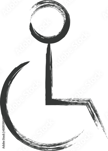 駅関連の筆書き単品イラスト　車椅子